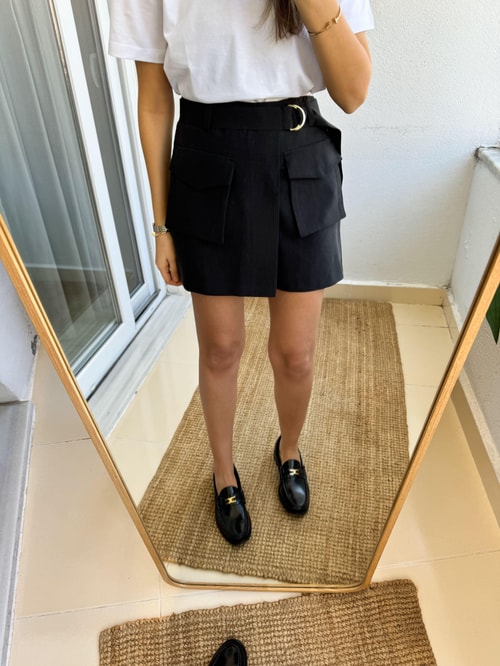 Siyah Cepli Tensel Şort Etek