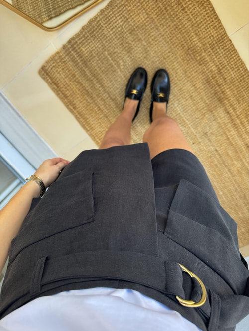 Siyah Cepli Tensel Şort Etek