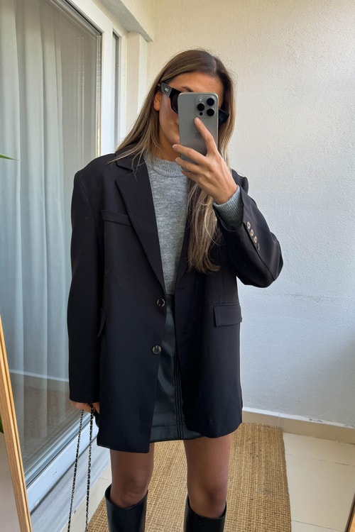 Siyah Oversize Blazer Ceket