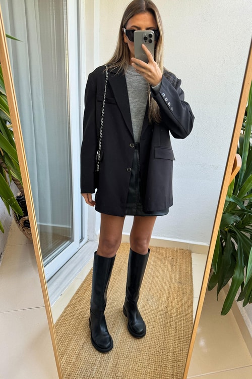 Siyah Oversize Blazer Ceket