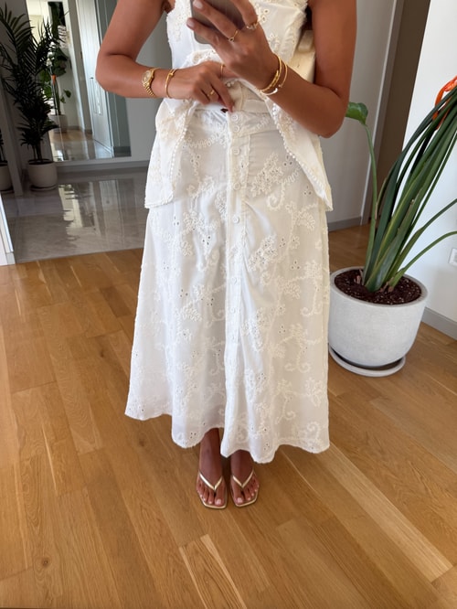 Sophia Dantelli Bluz Etek Takım - Beyaz