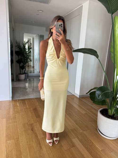 Sophia Midi boy Elbise - Sarı