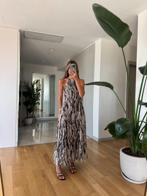 Stella Desenli Şifon Elbise 