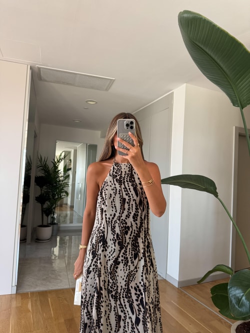 Stella Desenli Şifon Elbise 