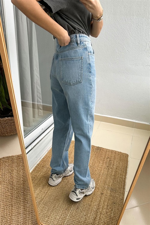 Stores Mavi Yüksek Bel Straight Jean