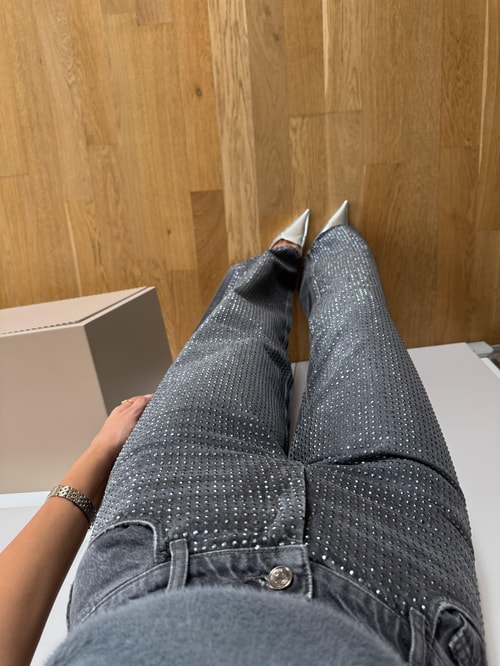 Taşlı Premium Jean - Gri 