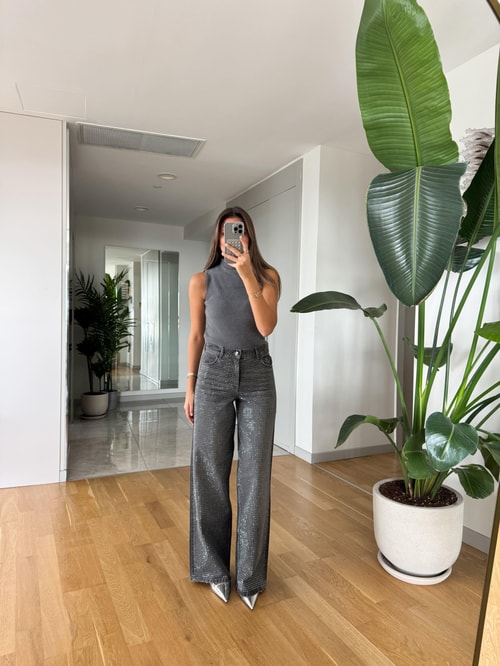 Taşlı Premium Jean - Gri 