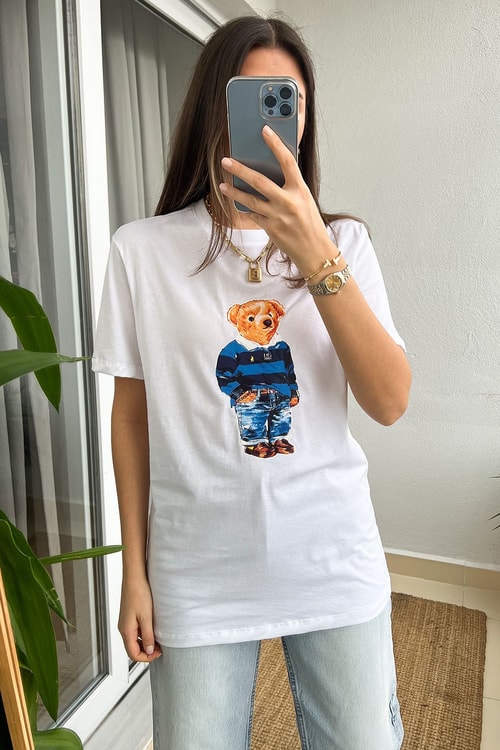 Teddy Bear Mavi Baskılı Tişört