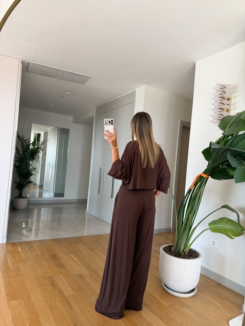Vecna Crop Basic Takım - Kahve