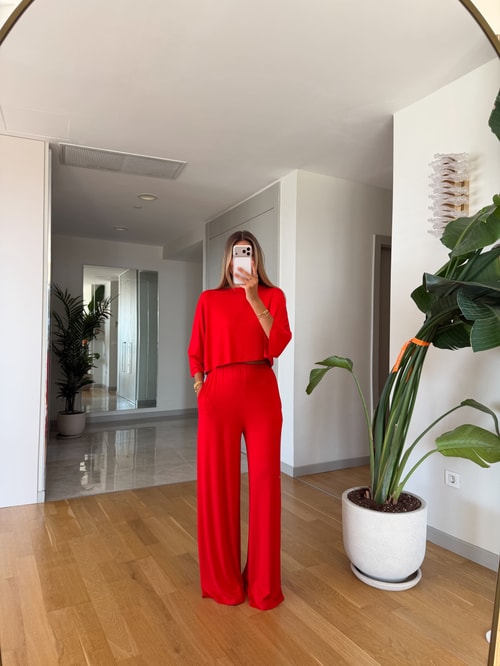 Vecna Crop Basic Takım - Kırmızı 