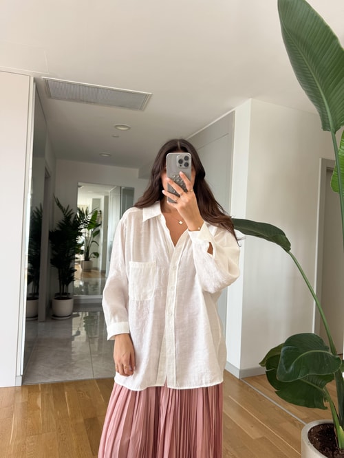 Vicky Tek Cepli Tensel Gömlek - Ekru