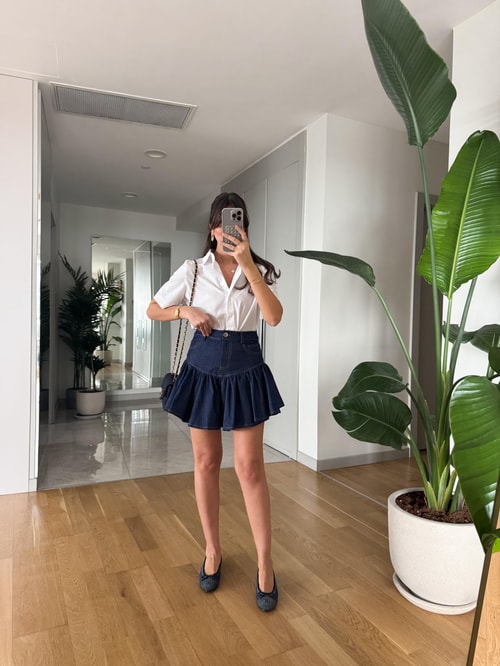 Volanlı  Premium Denim Etek