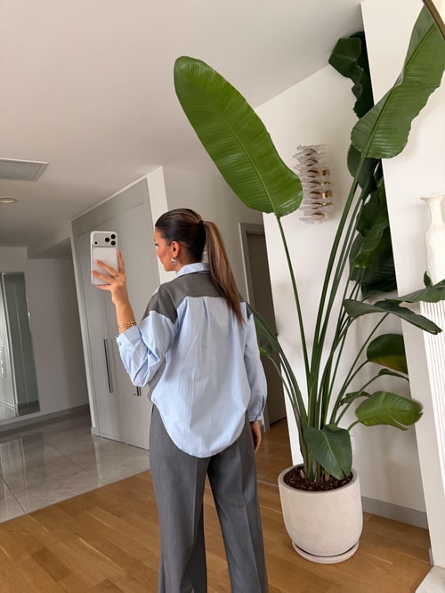 Wheaton Taşlı Triko Detaylı Gömlek - Bebe Mavi