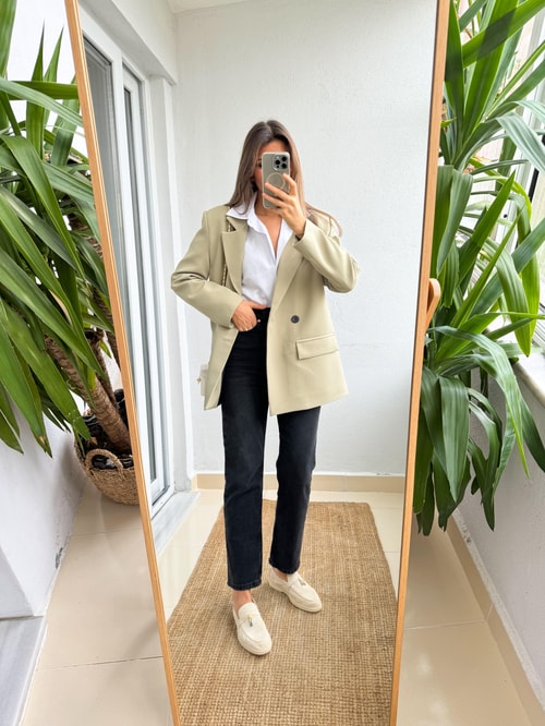 Wilson Çift Düğmeli Blazer Ceket-Pastel Yeşil