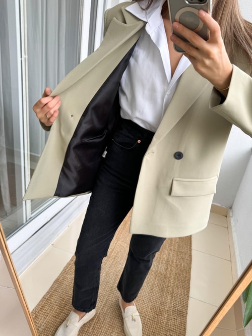 Wilson Çift Düğmeli Blazer Ceket-Pastel Yeşil