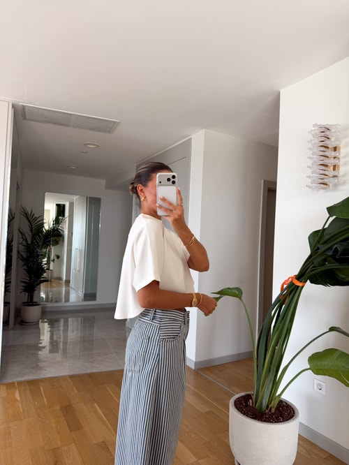 Yarasa Kol Crop Bluz - Ekru