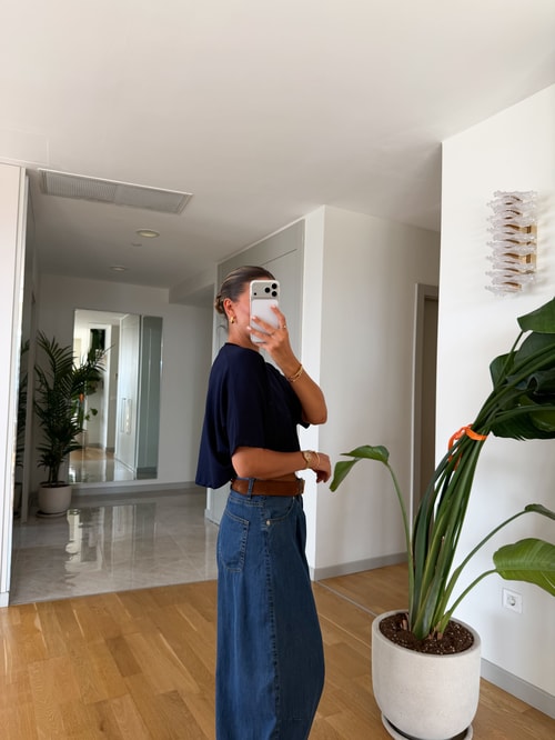 Yarasa Kol Crop Bluz - Lacivert