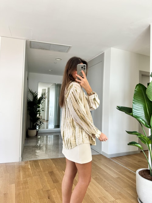 Yeşil Batik Desen Gömlek