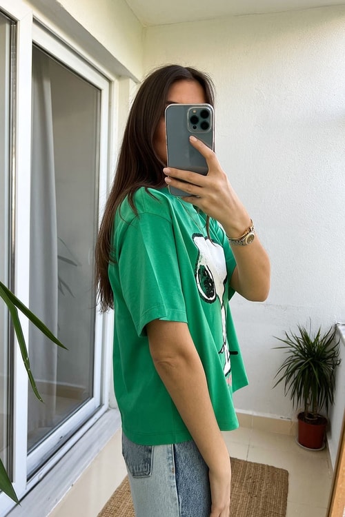 Yeşil Snoopy Tişört