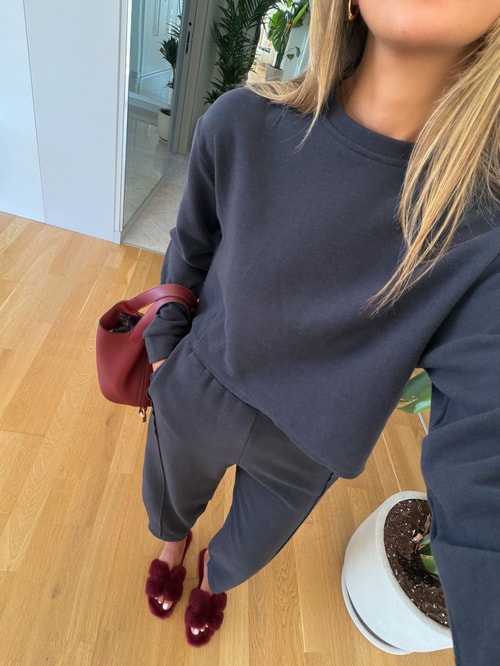 Yumoş Pantolon Sweat Takım - Füme