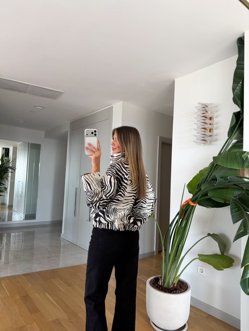 Zebra Desen Bomber Ceket 