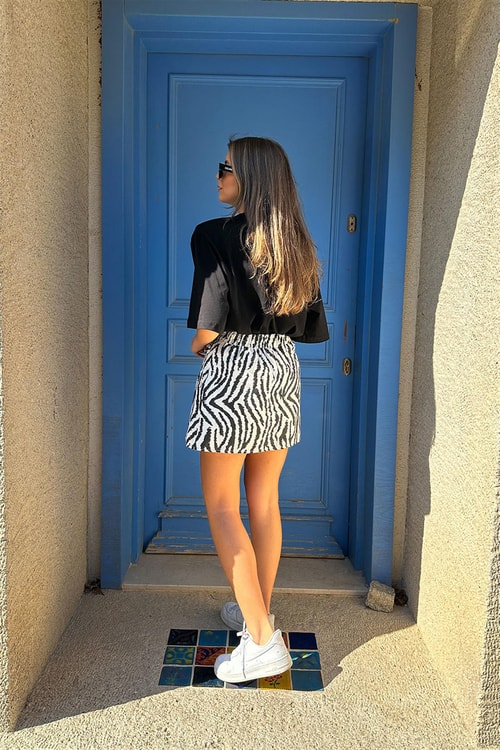 Zebra Desen Şort Etek