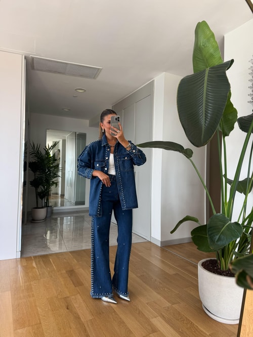 Zımbalı Denim Takım 