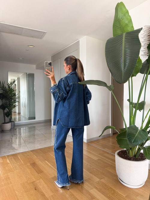 Zımbalı Denim Takım 