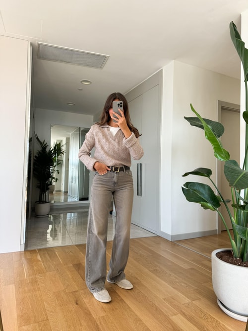 Zr Gri Yıkamalı Straight Jean