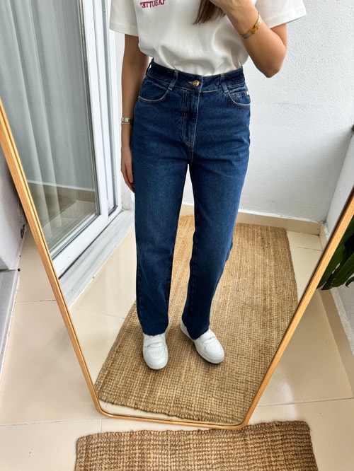 Zr Koyu Lacivert Straight Jean