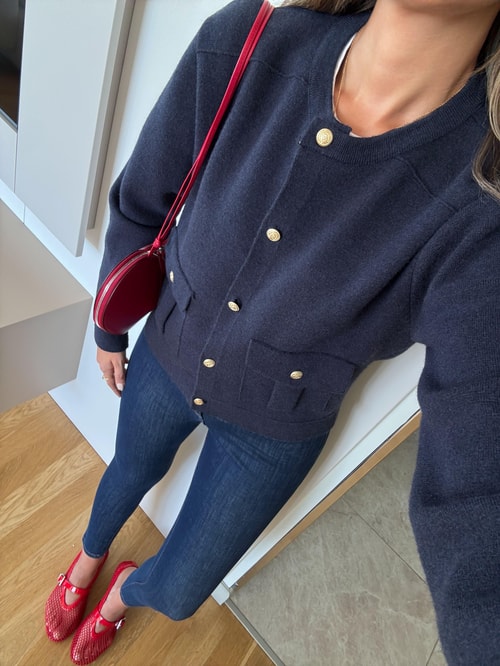 Zr Lacivert Cepli Yün Hırka Ceket