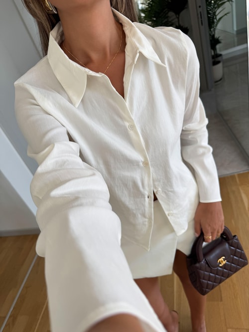 Zr Likralı Ekru Gömlek 