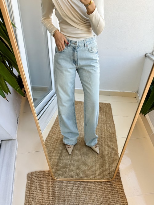 Zr Orta Bel Eskitme Açık Mavi Jean
