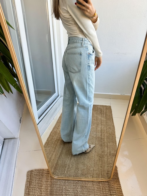 Zr Orta Bel Eskitme Açık Mavi Jean