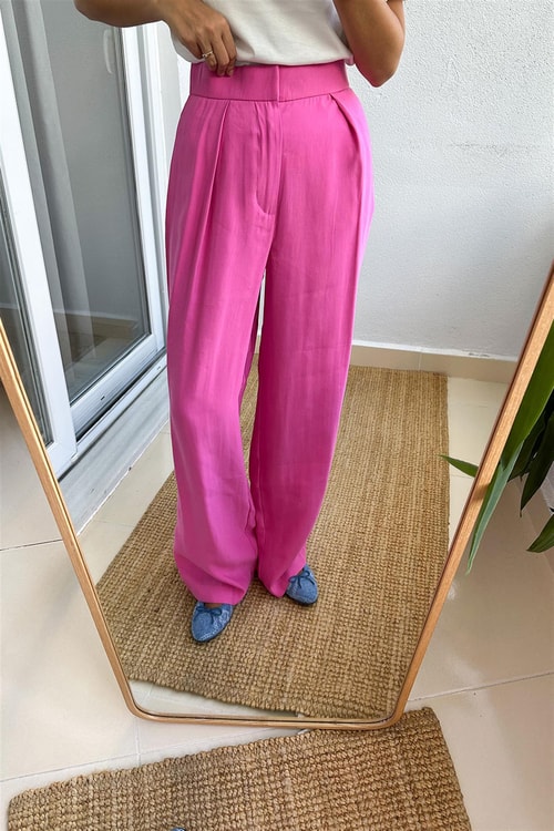 Zr Pembe Tensel Palazzo Pantolon