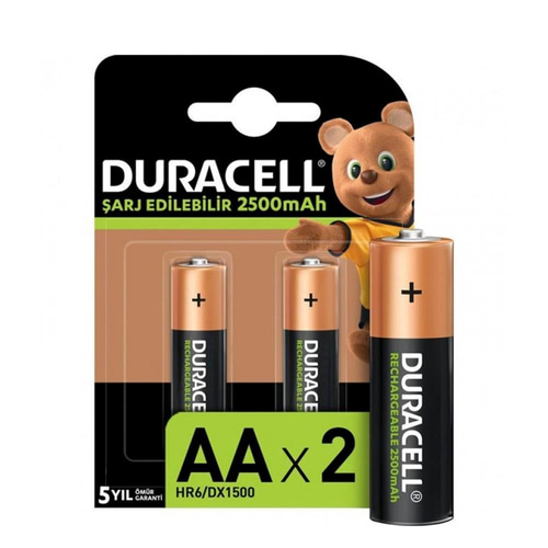 DURACELL 2500 MAH 2Lİ ŞARJLI KALEM PİL