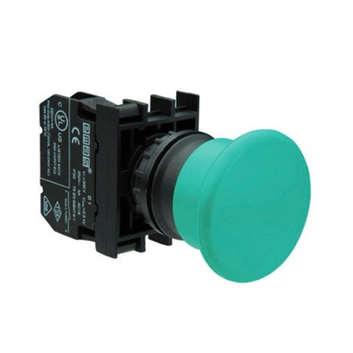 Emas B100MY B Serisi Plastik 1NO Yaylı 40 mm Mantar Yeşil 22 mm Buton