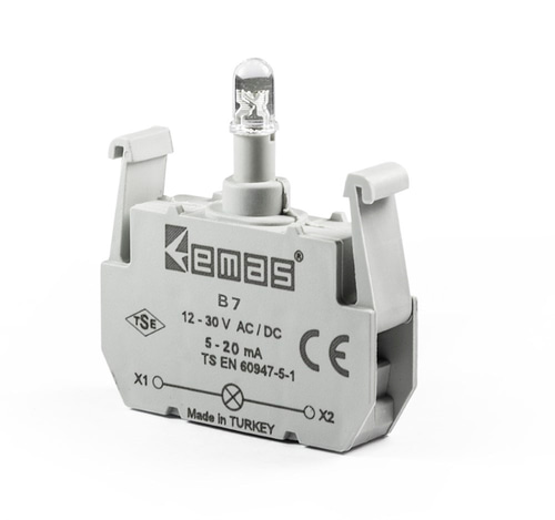 Emas B7 Ledli Sinyal Blok Mavi 12-30 V AC/DC