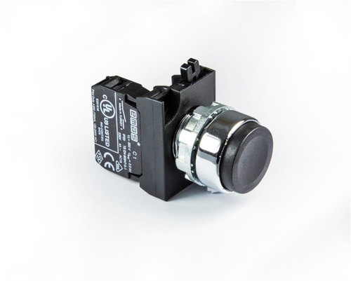 Emas CM100HH CM Serisi Metal 1NO Yaylı Çıkık Siyah 22 mm Buton