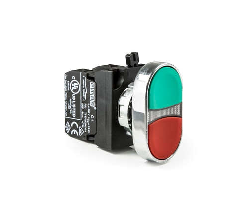 Emas CM102K20KY CM Serisi Metal 1NO+1NC Çiftli Düz Kırmızı-Yeşil 22 mm Buton