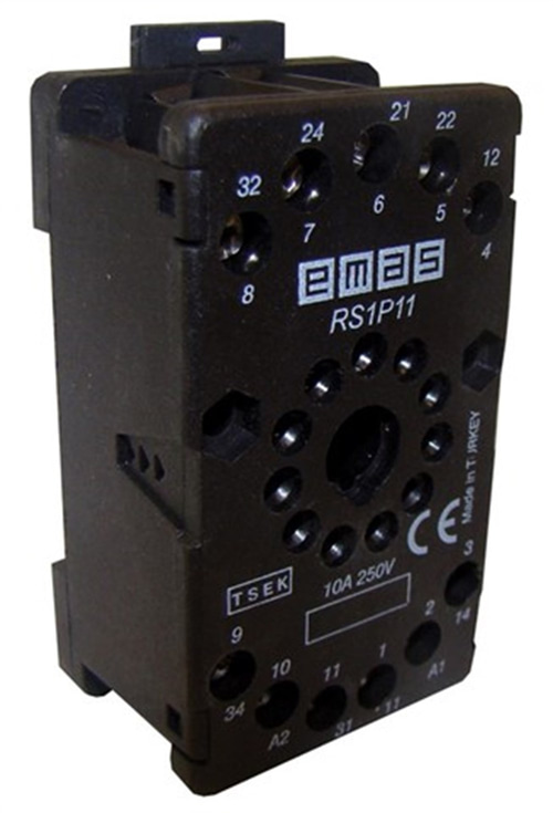 Emas RS1P11H1 RS1 11 Pin Siyah Röle Soketi