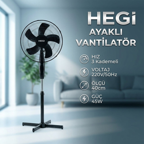 HEGI AYAKLI VANTİLATÖR 40CM  - 45W