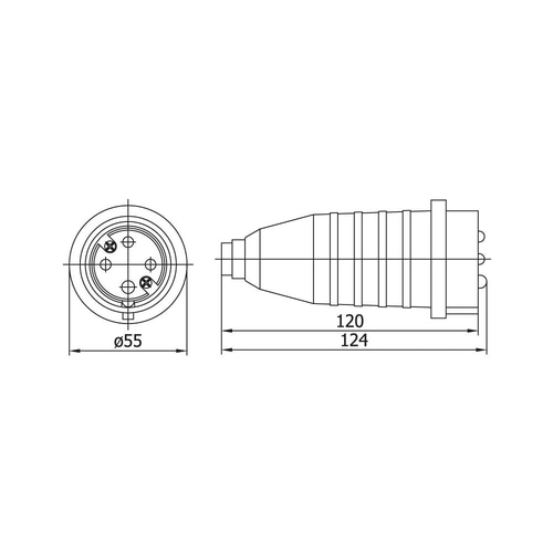 Mete 3x16A. Kauçuk Düz Fiş
