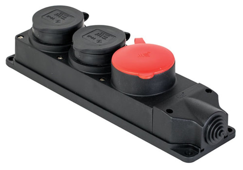 Mete 3x25A. 1 Adet / 1x16A. 2 Adet Kauçuk Üçlü Grup Priz