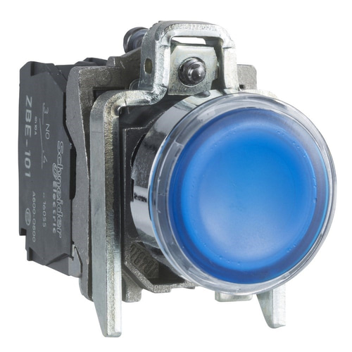 Schneider XB4BW36B5 Mavi Sıva Altı Eksiksiz Işıklı Buton Ø22 Yaylı Dönüş 1Na+1Nk 24V