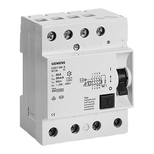 Siemens 5SM1646-0 Hata Akımı Koruma Anahtarı-Fı (Kaçak Akım Koruma Rölesi); 63A; 400V; 300Ma; Trifaze; 3Faz+Nötr; 55Mm