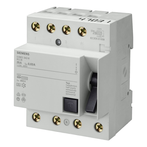 Siemens 5SM3346-0 Hata Akımı Koruma Anahtarı-Fı (Kaçak Akım Koruma Rölesi); 63A; 400V; 30Ma; Trifaze; 3Faz+Nötr; 55Mm