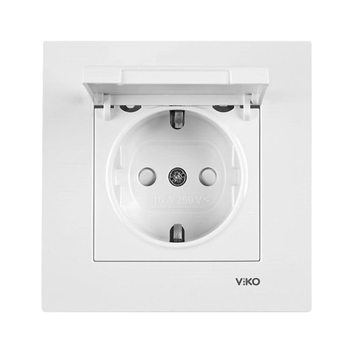 Viko Karre/Meridian Beyaz Kapaklı Topraklı Priz Çocuk Korumalı (Çerçeve Hariç)