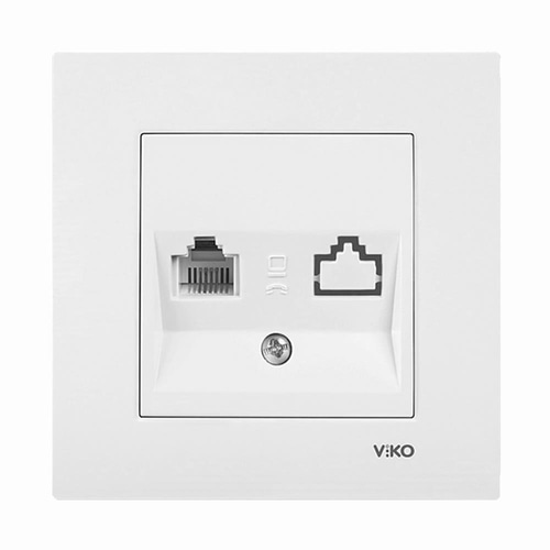 Viko Karre/Meridian Beyaz Tekli Nümeris Telefon Prizi RJ11/CAT3 (Çerçeve Hariç)
