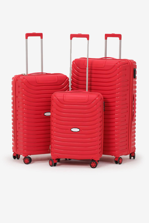 3'lü Set Silikon Kırılmaz PP Unisex Kırmızı Valiz PWVLZ005